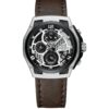 men's analog watch leather strap, 45mm hardlex crystal, led, chronograph, water resistant