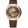 men's analog watch leather strap, 45mm hardlex crystal, led, chronograph, water resistant