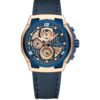 men's analog watch leather strap, 45mm hardlex crystal, led, chronograph, water resistant