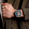 men's analog watch leather strap, 45mm hardlex crystal, led, chronograph, water resistant