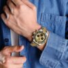 men's analog watch stainless steel strap, hardlex crystal, stopwatch, water resistant