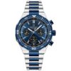 men's analog watch stainless steel strap, hardlex crystal, stopwatch, water resistant