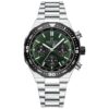 men's analog watch stainless steel strap, hardlex crystal, stopwatch, water resistant