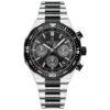 men's analog watch stainless steel strap, hardlex crystal, stopwatch, water resistant