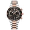 men's analog watch stainless steel strap, hardlex crystal, stopwatch, water resistant