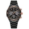 men's analog watch stainless steel strap, hardlex crystal, stopwatch, water resistant