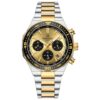 men's analog watch stainless steel strap, hardlex crystal, stopwatch, water resistant