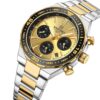 men's analog watch stainless steel strap, hardlex crystal, stopwatch, water resistant