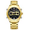 anadigi men's watch stainless steel strap, 45mm dial, led, alarm, calendar, water resistant
