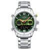 anadigi men's watch stainless steel strap, 45mm dial, led, alarm, calendar, water resistant