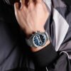 anadigi men's watch stainless steel strap, 45mm dial, led, alarm, calendar, water resistant