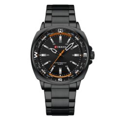 men's analog watch stainless steel strap, 44mm dial, water resistant