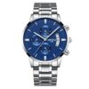 men's analog watch stainless steel strap, 44mm dial, luminous hands, water resistant