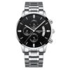 men's analog watch stainless steel strap, 44mm dial, luminous hands, water resistant