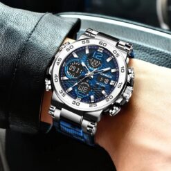 anadigi men's watch silicone strap, 46mm dial, led, high durability