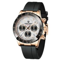 men's analog watch rubber strap, rattrapante chronograph, luminous hands, water resistant