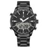 anadigi men's watch stainless steel strap, led, multifunction, water resistant