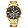 anadigi men's watch stainless steel strap, led, multifunction, water resistant