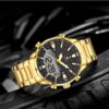 anadigi men's watch stainless steel strap, led, multifunction, water resistant