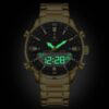 anadigi men's watch stainless steel strap, led, multifunction, water resistant