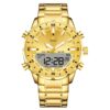 anadigi men's watch stainless steel strap, led, multifunction, water resistant