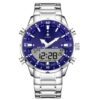 anadigi men's watch stainless steel strap, led, multifunction, water resistant