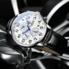 men's analog watch leather strap, 10.5mm case, chronograph, water resistant