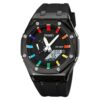 anadigi men's watch 44mm silicone strap, water resistant, chronograph