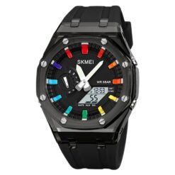 anadigi men's watch 44mm silicone strap, water resistant, chronograph