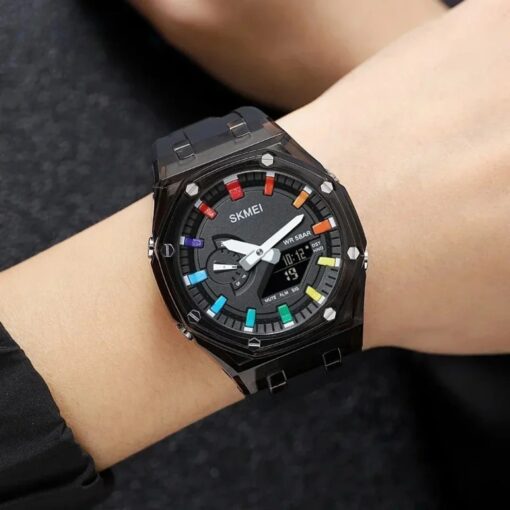 anadigi men's watch 44mm silicone strap, water resistant, chronograph