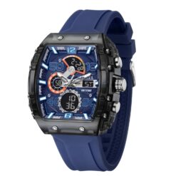 anadigi men's sport diver watch 22" silicone strap, led display, luminous