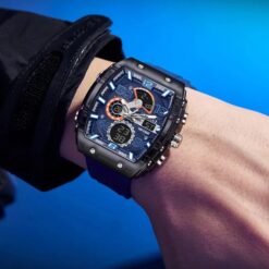 anadigi men's sport diver watch 22" silicone strap, led display, luminous