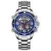 anadigi men's watch stainless steel strap, led display, chronograph