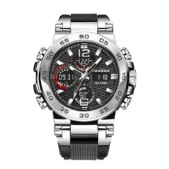 men's analog digital watch silicone strap, hardlex crystal, chronograph, water resistant