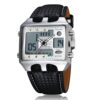 men's analog digital watch rubber strap, rectangular, stopwatch and alarm