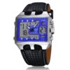 men's analog digital watch rubber strap, rectangular, stopwatch and alarm