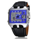Men's Analog-Digital Watch - Rubber Strap, Rectangular, Stopwatch and Alarm