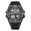 men's analog digital watch 45mm, stainless steel strap, water resistant