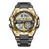 men's analog digital watch 45mm, stainless steel strap, water resistant