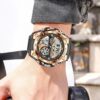men's analog digital watch 45mm, stainless steel strap, water resistant