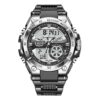 men's analog digital watch 45mm, stainless steel strap, water resistant