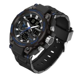 anadigi sport men's watch 43mm rubber strap, water resistant, stopwatch