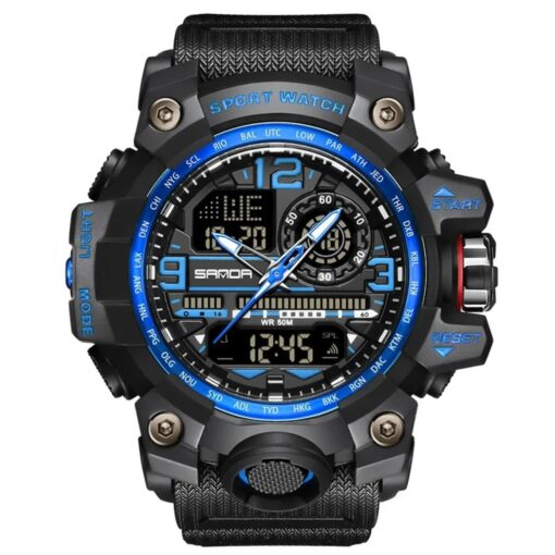 men's analog digital watch silicone strap, water resistant