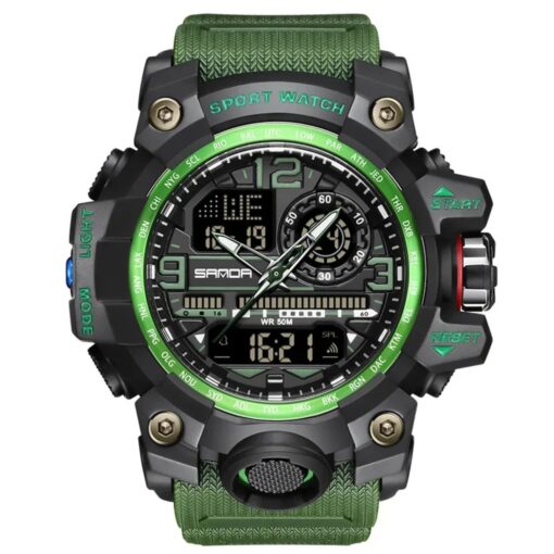 men's analog digital watch silicone strap, water resistant