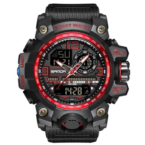 men's analog digital watch silicone strap, water resistant