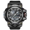 men's analog digital watch silicone strap, water resistant