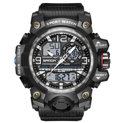 men's analog digital watch silicone strap, water resistant