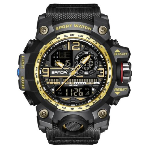 men's analog digital watch silicone strap, water resistant