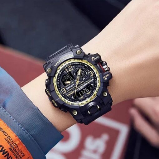 men's analog digital watch silicone strap, water resistant