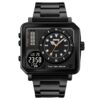 anadigi sport men's watch 48mm rectangular, stainless steel strap, glass crystal, water resistant
